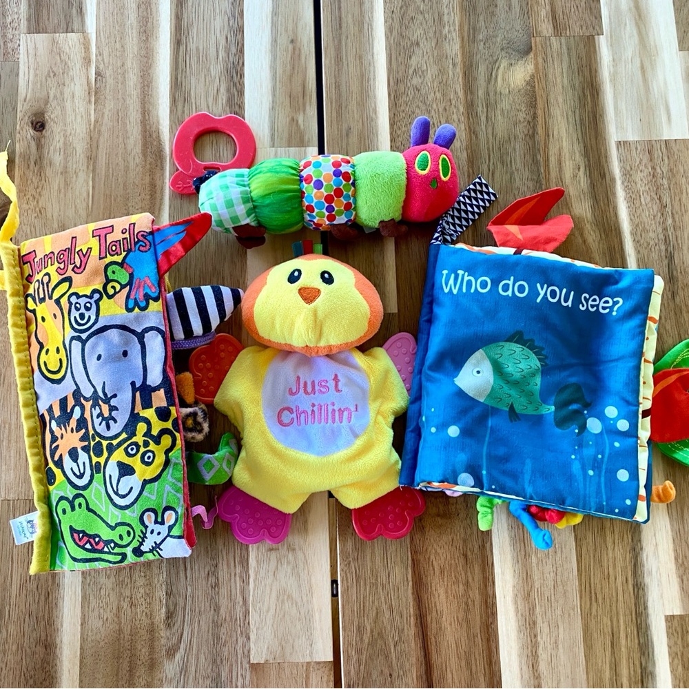Lot of Baby Soft Crinkle Toys, Books